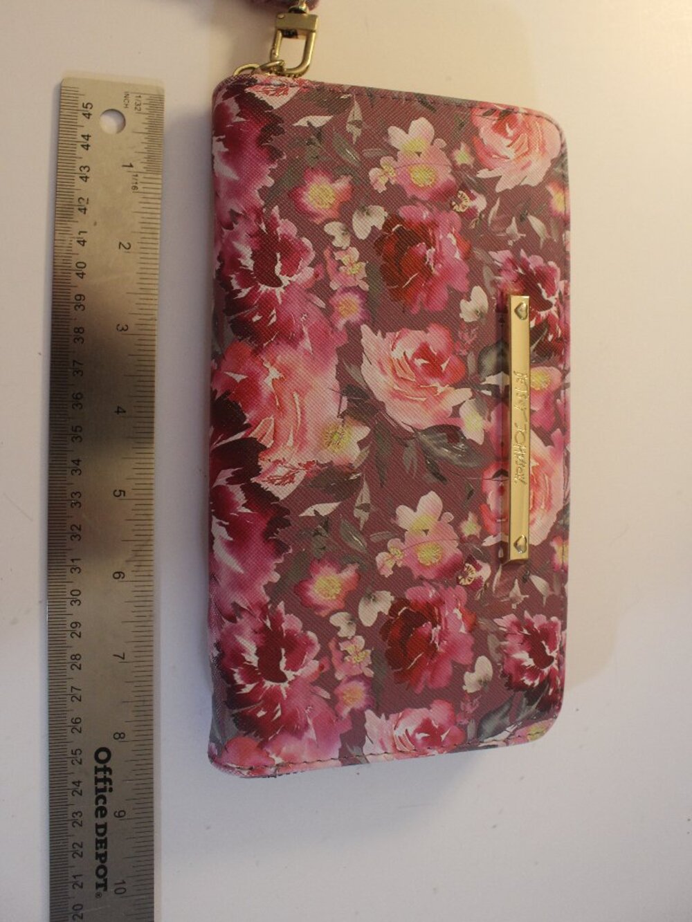 Betsey Johnson Pink Floral Zip-Around Wristlet Wallet